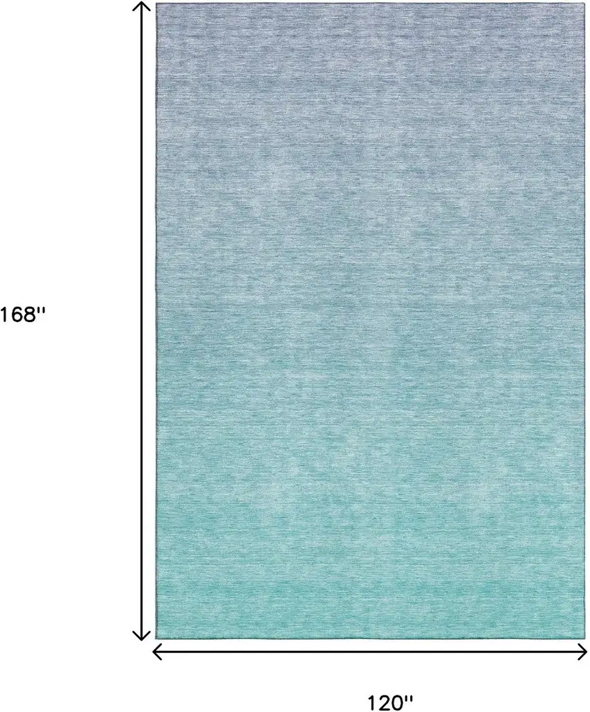 Sky Blue And Ivory Ombre Washable Area Rug With UV Protection Photo 3