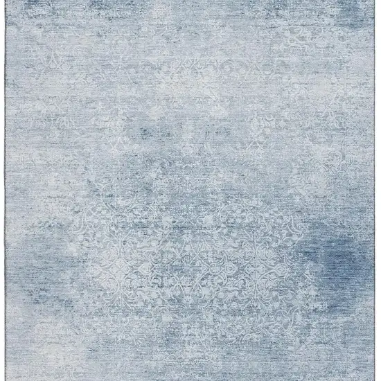Sky Blue And Ivory Oriental Washable Area Rug With UV Protection Photo 2