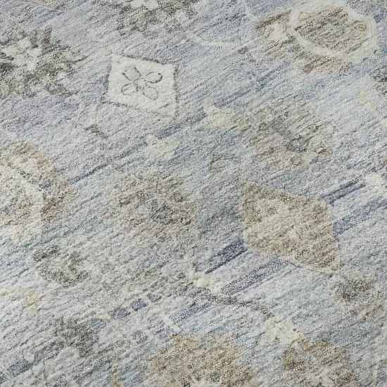 Sky Blue And Ivory Oriental Washable Area Rug With UV Protection Photo 9