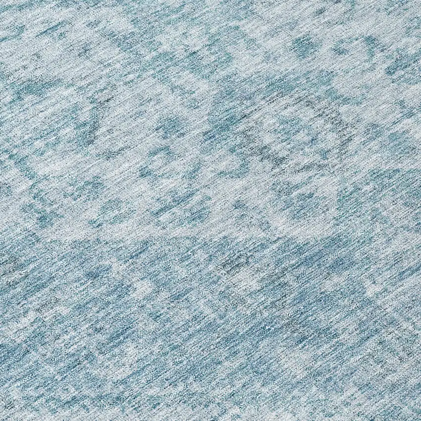 Sky Blue And Ivory Oriental Washable Indoor Outdoor Area Rug Photo 8