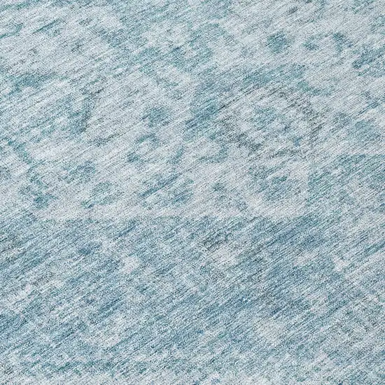 Sky Blue And Ivory Oriental Washable Indoor Outdoor Area Rug Photo 7