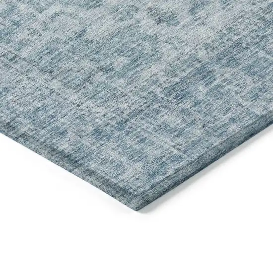 Sky Blue And Ivory Oriental Washable Indoor Outdoor Area Rug Photo 4