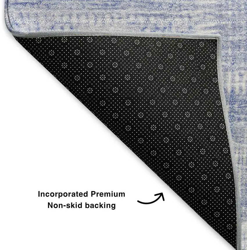 Sky Blue And Ivory Patchwork Washable Area Rug With UV Protection Photo 6