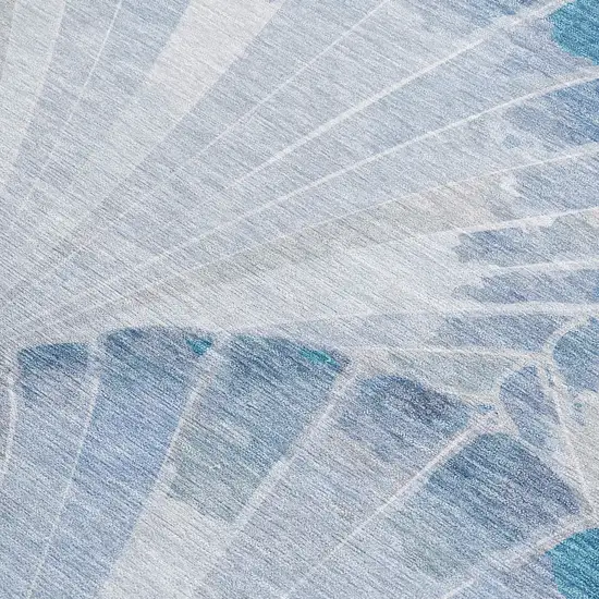 Sky Blue And Ivory Seashell Washable Indoor Outdoor Area Rug Photo 2