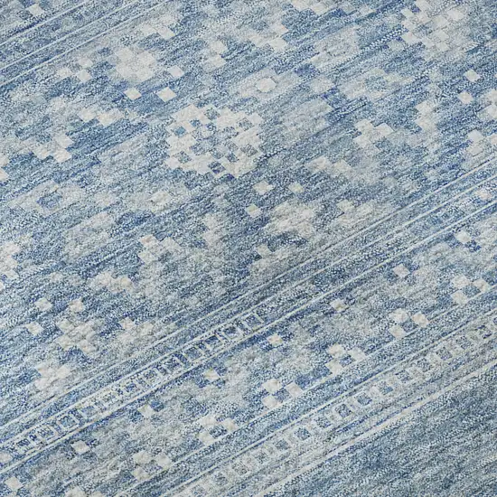 Sky Blue And Ivory Southwestern Washable Area Rug With UV Protection Photo 9