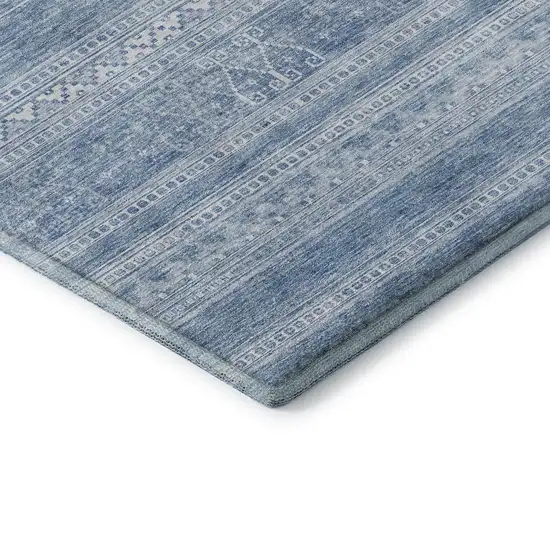 Sky Blue And Ivory Southwestern Washable Area Rug With UV Protection Photo 5