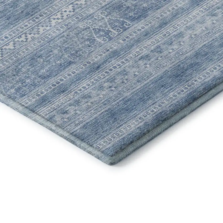 Sky Blue And Ivory Southwestern Washable Area Rug With UV Protection Photo 5