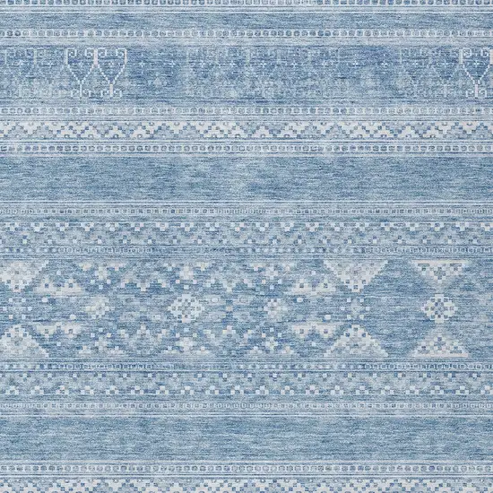 Sky Blue And Ivory Southwestern Washable Indoor Outdoor Area Rug Photo 4