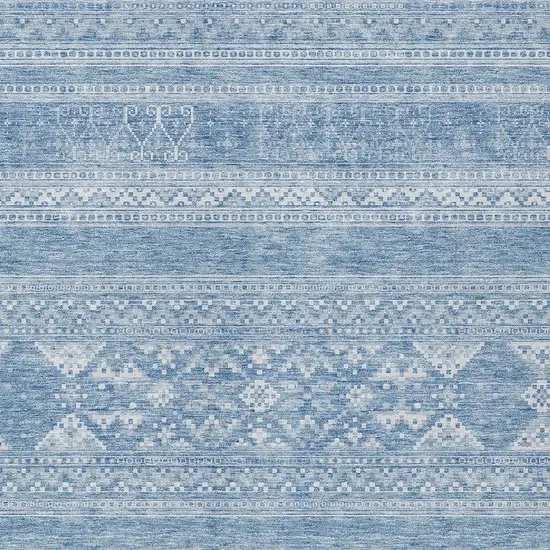 Sky Blue And Ivory Southwestern Washable Indoor Outdoor Area Rug Photo 5