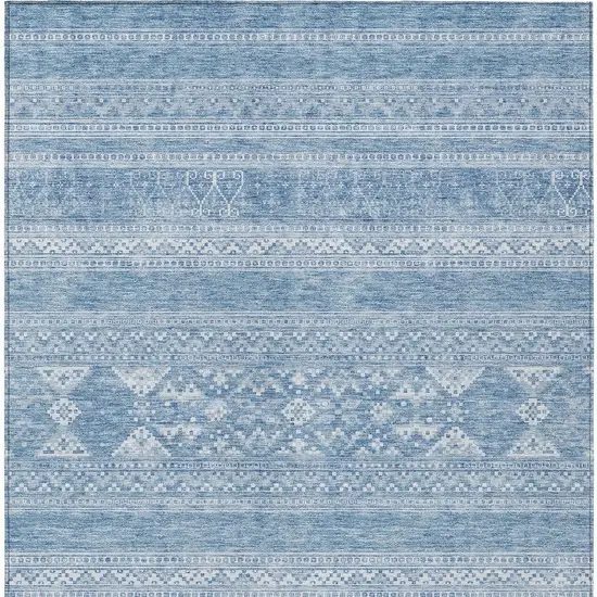 Sky Blue And Ivory Southwestern Washable Indoor Outdoor Area Rug Photo 5