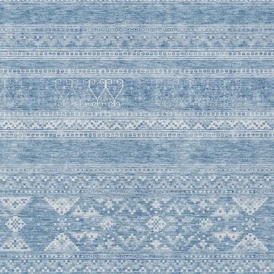 Sky Blue And Ivory Southwestern Washable Indoor Outdoor Area Rug Photo 5