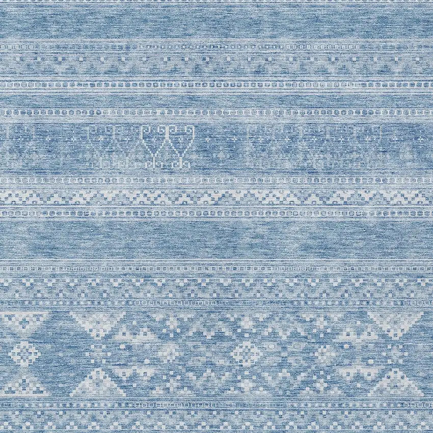 Sky Blue And Ivory Southwestern Washable Indoor Outdoor Area Rug Photo 5