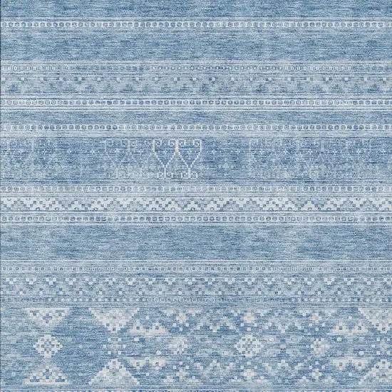 Sky Blue And Ivory Southwestern Washable Indoor Outdoor Area Rug Photo 4