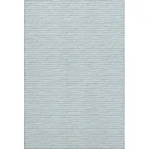 Photo of Sky Blue And Ivory Striped Washable Area Rug With UV Protection