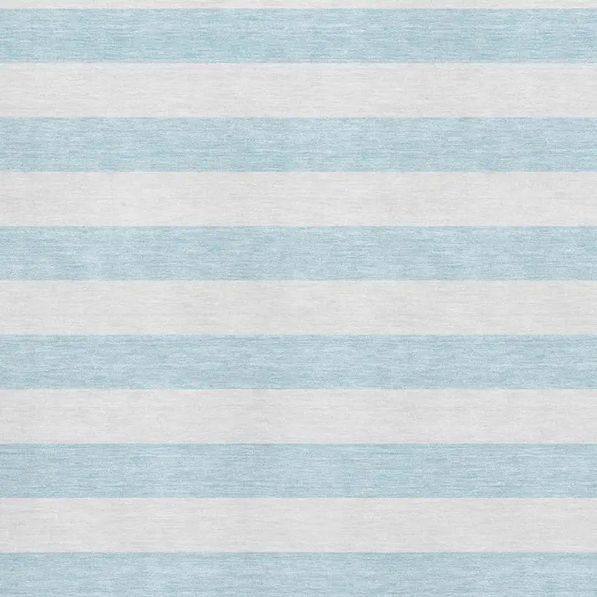 Sky Blue And Ivory Striped Washable Area Rug With UV Protection Photo 3