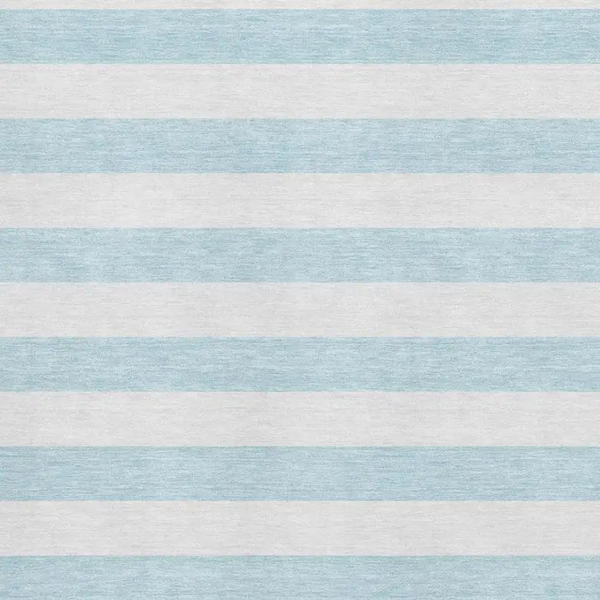 Sky Blue And Ivory Striped Washable Area Rug With UV Protection Photo 7