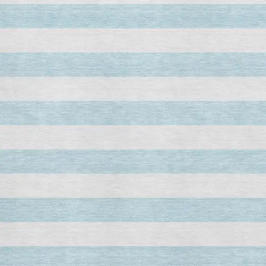 Sky Blue And Ivory Striped Washable Area Rug With UV Protection Photo 7
