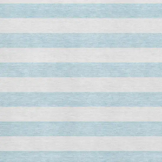 Sky Blue And Ivory Striped Washable Area Rug With UV Protection Photo 3