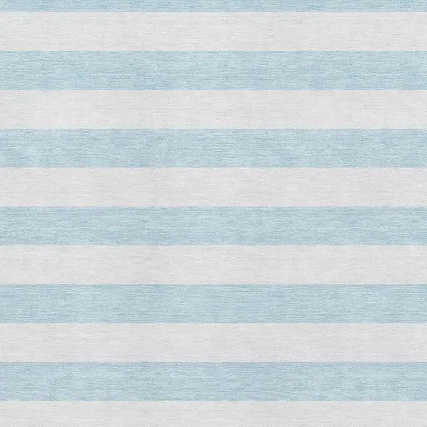 Sky Blue And Ivory Striped Washable Area Rug With UV Protection Photo 4