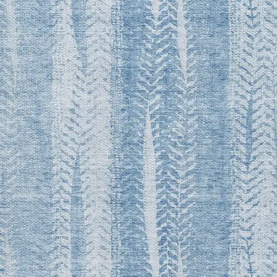 Sky Blue And Ivory Striped Washable Area Rug With UV Protection Photo 7