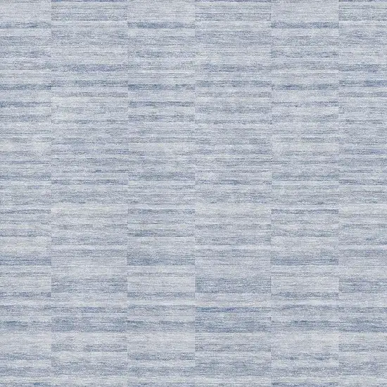 Sky Blue And Ivory Striped Washable Area Rug With UV Protection Photo 3