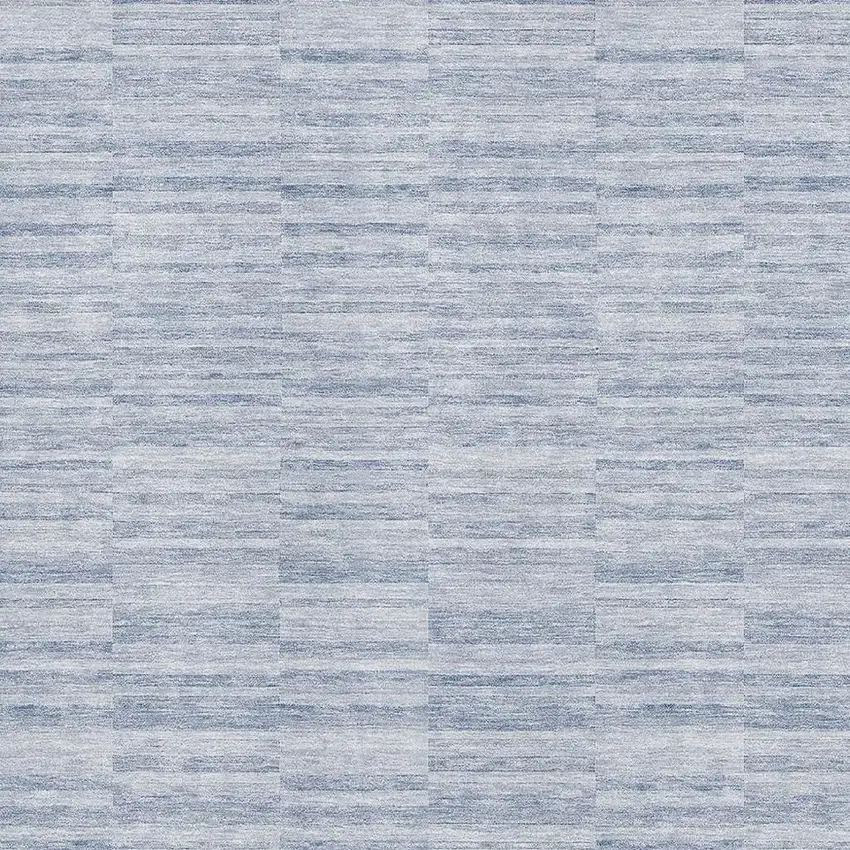 Sky Blue And Ivory Striped Washable Area Rug With UV Protection Photo 3