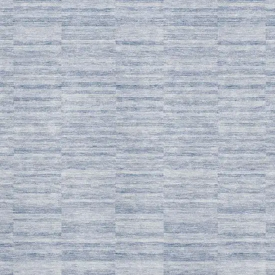 Sky Blue And Ivory Striped Washable Area Rug With UV Protection Photo 3