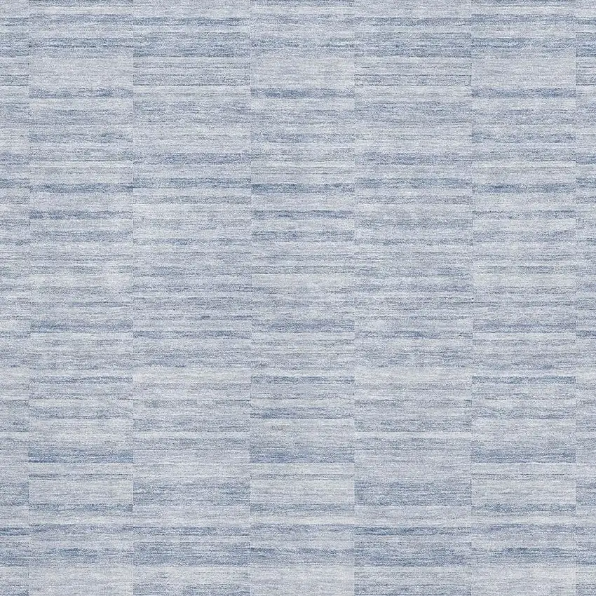 Sky Blue And Ivory Striped Washable Area Rug With UV Protection Photo 3