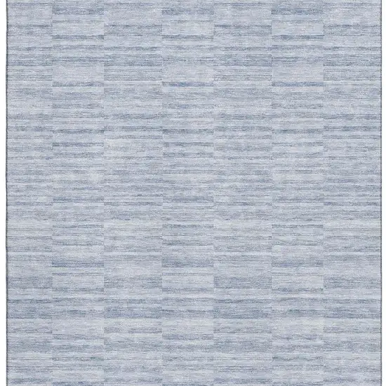 Sky Blue And Ivory Striped Washable Area Rug With UV Protection Photo 4