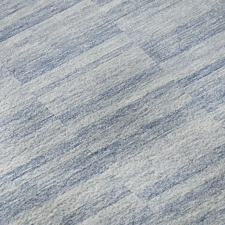 Sky Blue And Ivory Striped Washable Area Rug With UV Protection Photo 9