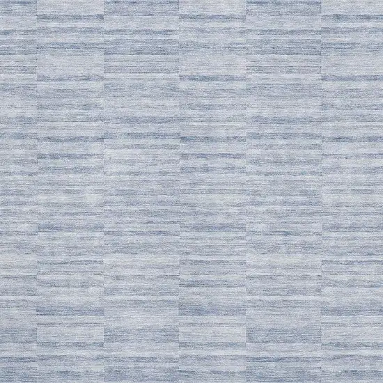 Sky Blue And Ivory Striped Washable Area Rug With UV Protection Photo 3