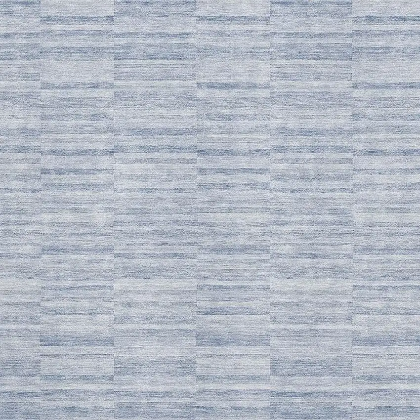 Sky Blue And Ivory Striped Washable Area Rug With UV Protection Photo 3