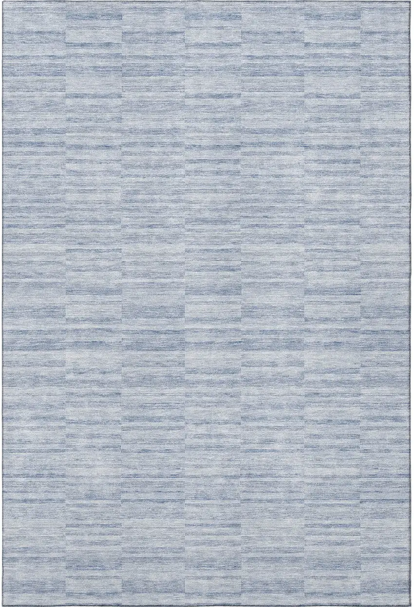 Sky Blue And Ivory Striped Washable Area Rug With UV Protection Photo 4