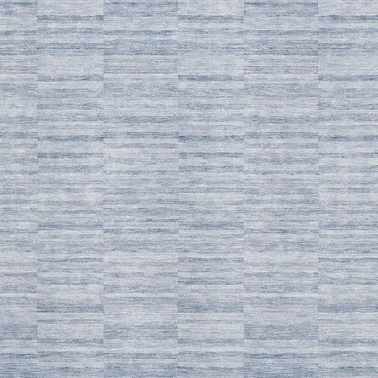 Sky Blue And Ivory Striped Washable Area Rug With UV Protection Photo 3