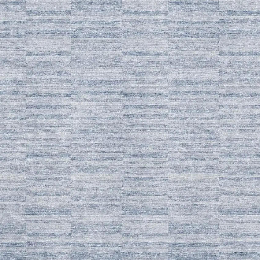 Sky Blue And Ivory Striped Washable Area Rug With UV Protection Photo 3