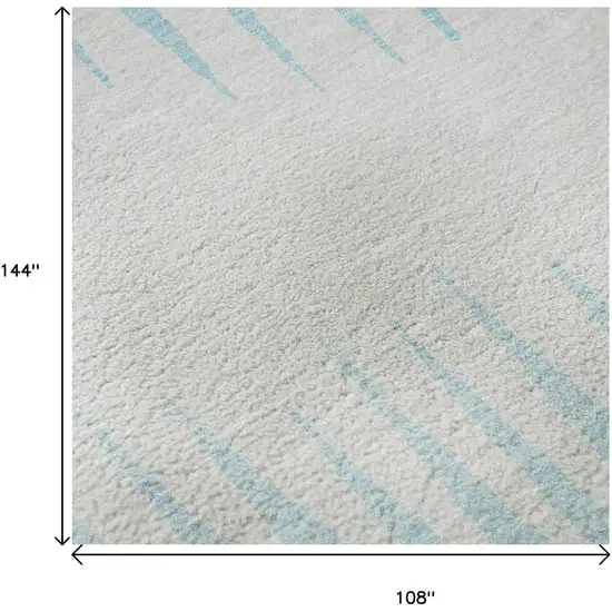 Sky Blue And Ivory Striped Washable Area Rug With UV Protection Photo 9