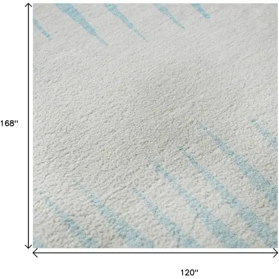Sky Blue And Ivory Striped Washable Area Rug With UV Protection Photo 9
