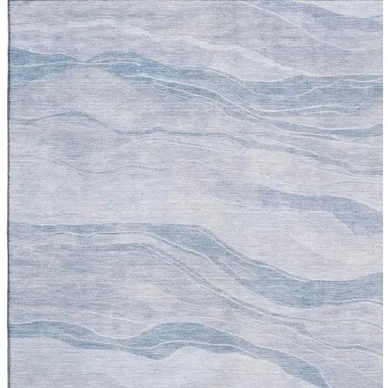 Sky Blue And Ivory Striped Washable Area Rug With UV Protection Photo 2