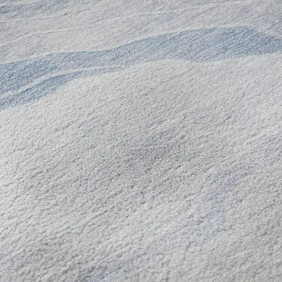 Sky Blue And Ivory Striped Washable Area Rug With UV Protection Photo 9