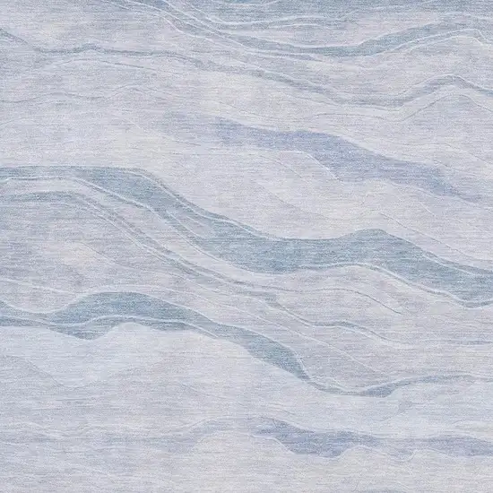 Sky Blue And Ivory Striped Washable Area Rug With UV Protection Photo 2