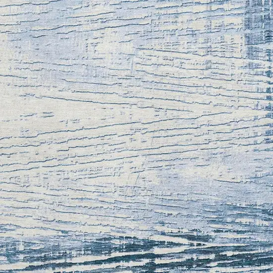 Sky Blue And Ivory Striped Washable Area Rug With UV Protection Photo 3