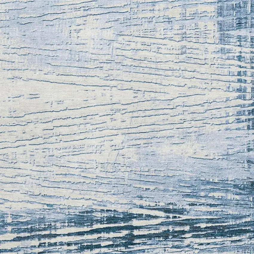 Sky Blue And Ivory Striped Washable Area Rug With UV Protection Photo 3