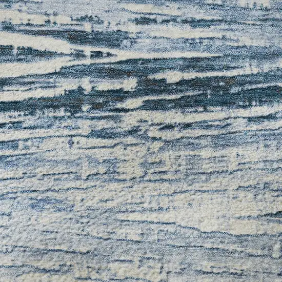 Sky Blue And Ivory Striped Washable Area Rug With UV Protection Photo 9