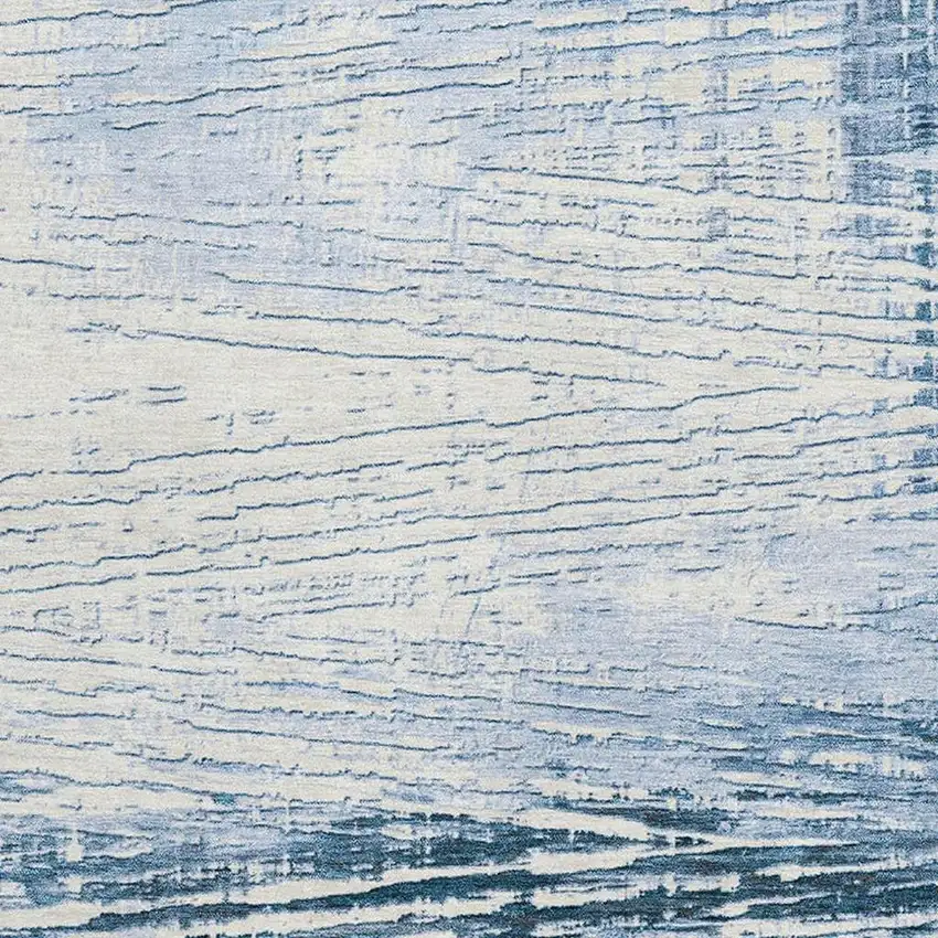 Sky Blue And Ivory Striped Washable Area Rug With UV Protection Photo 3