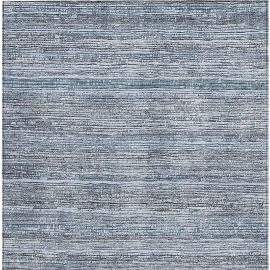 Sky Blue And Ivory Striped Washable Indoor Outdoor Area Rug Photo 3