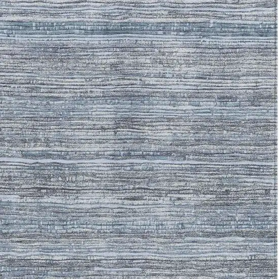 Sky Blue And Ivory Striped Washable Indoor Outdoor Area Rug Photo 3