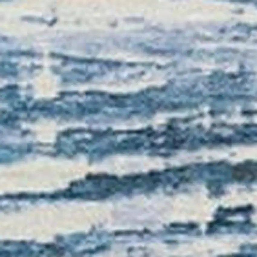 Sky Blue And Ivory Striped Washable Indoor Outdoor Area Rug Photo 3