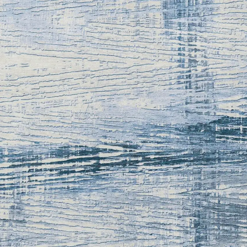 Sky Blue And Ivory Striped Washable Indoor Outdoor Area Rug Photo 1