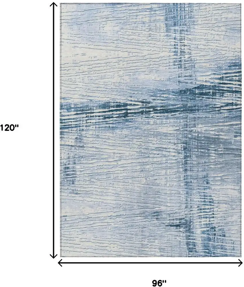 Sky Blue And Ivory Striped Washable Indoor Outdoor Area Rug Photo 3