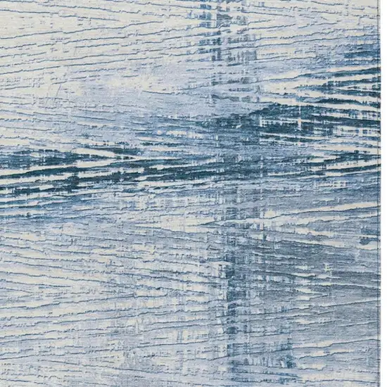 Sky Blue And Ivory Striped Washable Indoor Outdoor Area Rug Photo 1